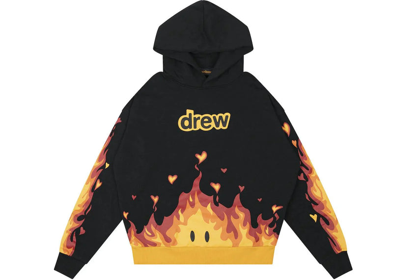 drew house fire hoodie black - Side Kicks