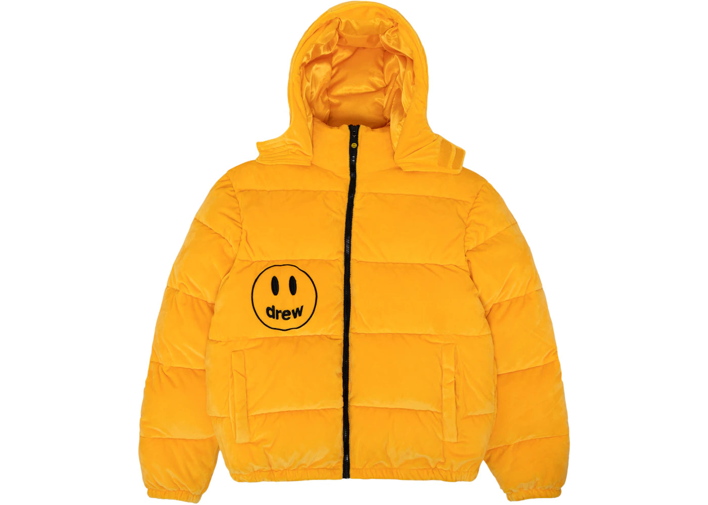 drew house plush hooded puffer jacket golden yellow