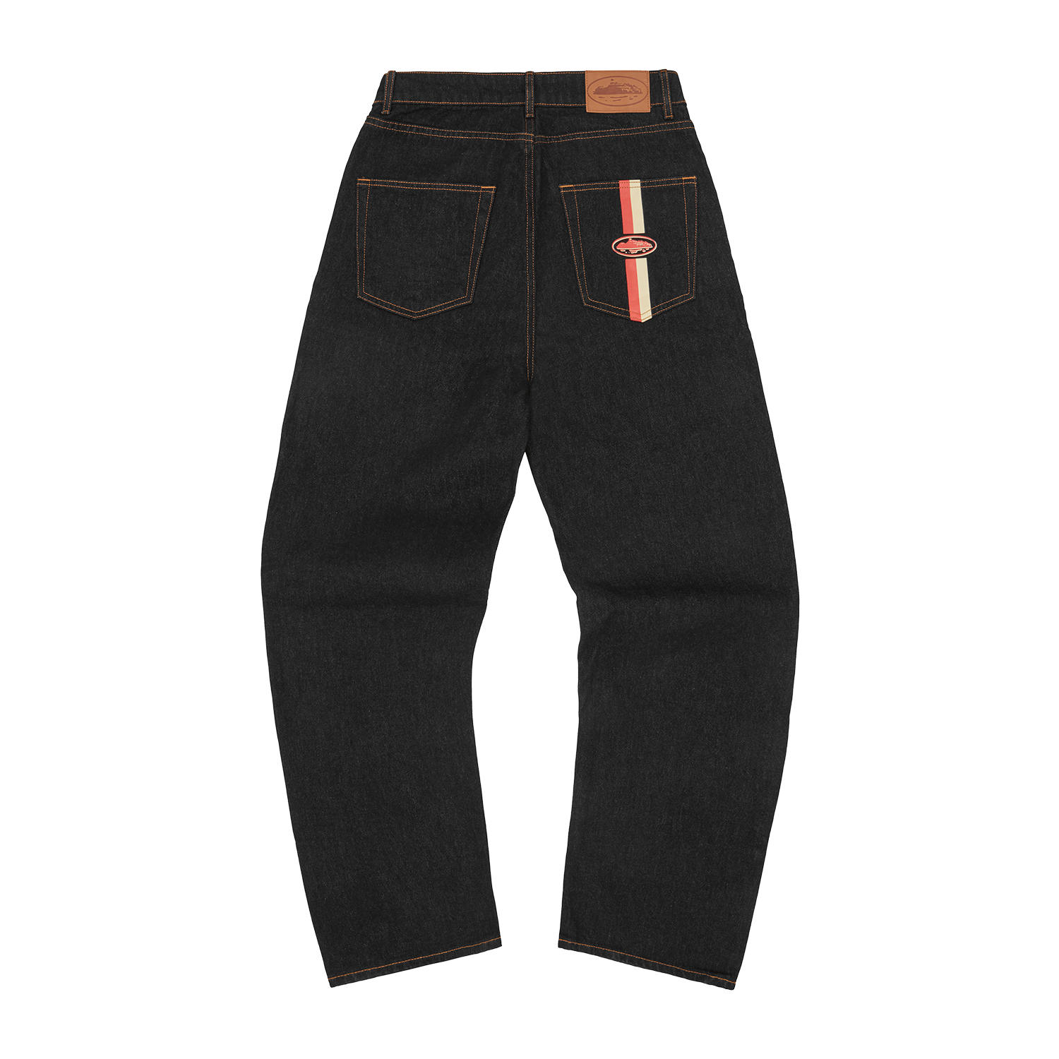 Corteiz Dual Stripe Baggy Jeans Black Wash