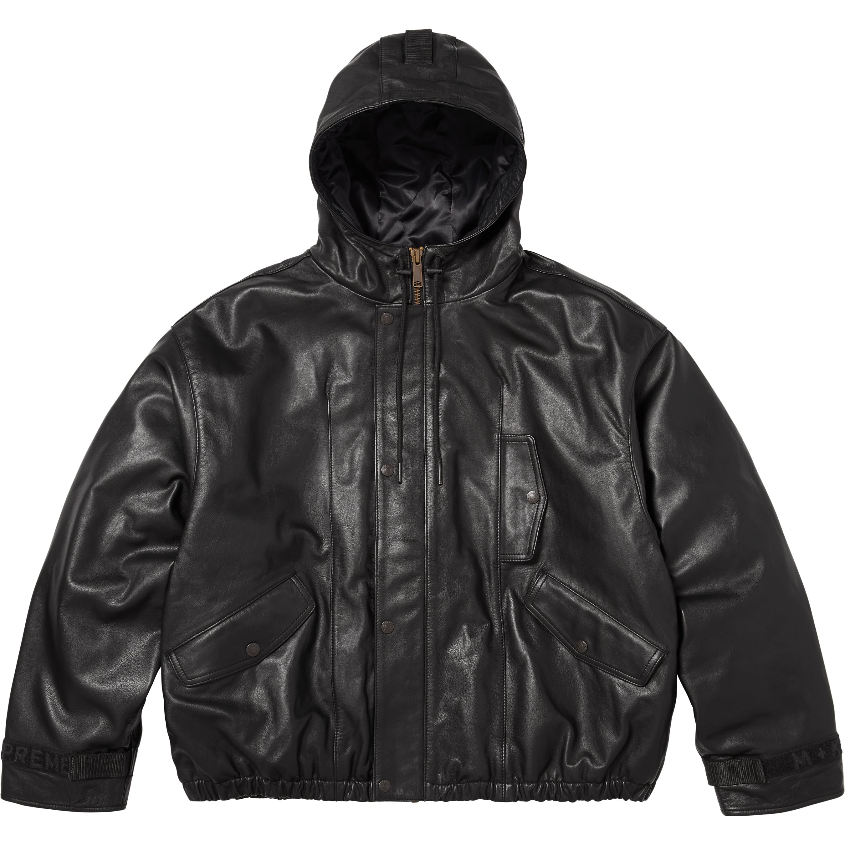 Supreme / Marithé + François Girbaud Hooded Leather Flight Bomber Jacket - Black