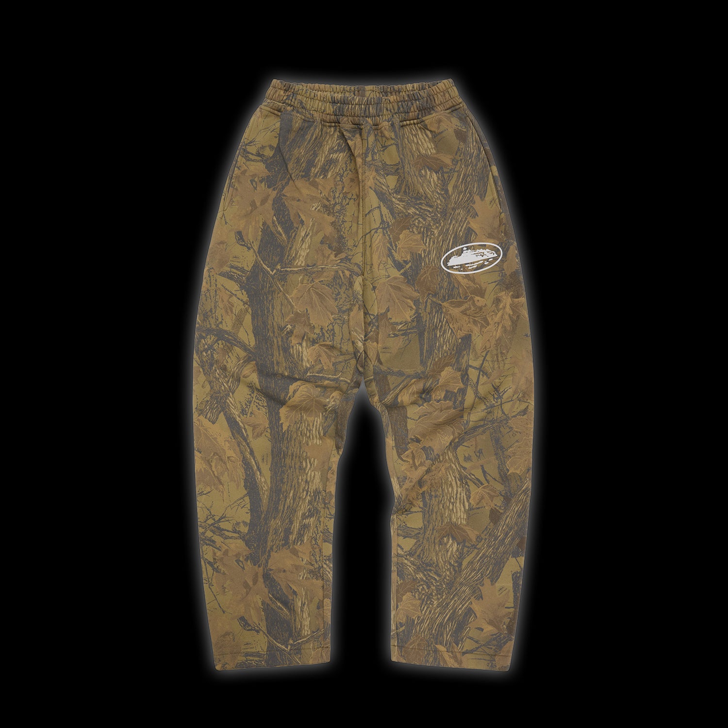 Corteiz Island Puff Print Open Hem Sweatpant forest Camo