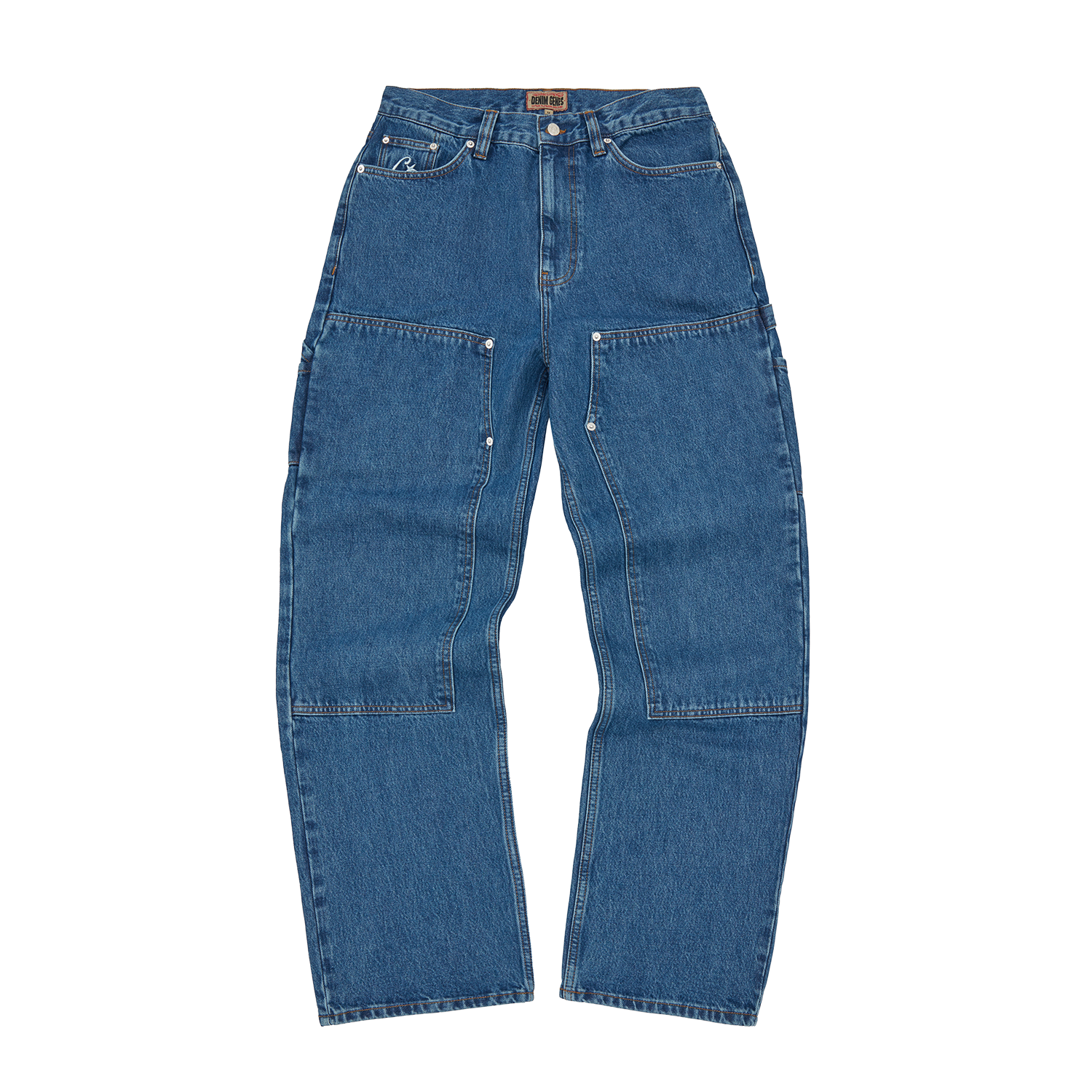 Corteiz Embossed C-star Denim Work Pant - blue