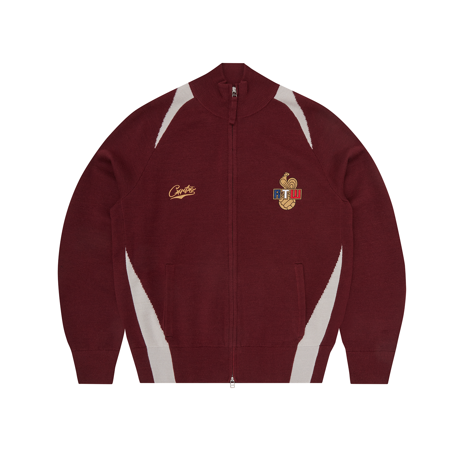 Corteiz Finesse Knit Zip Up burgundy
