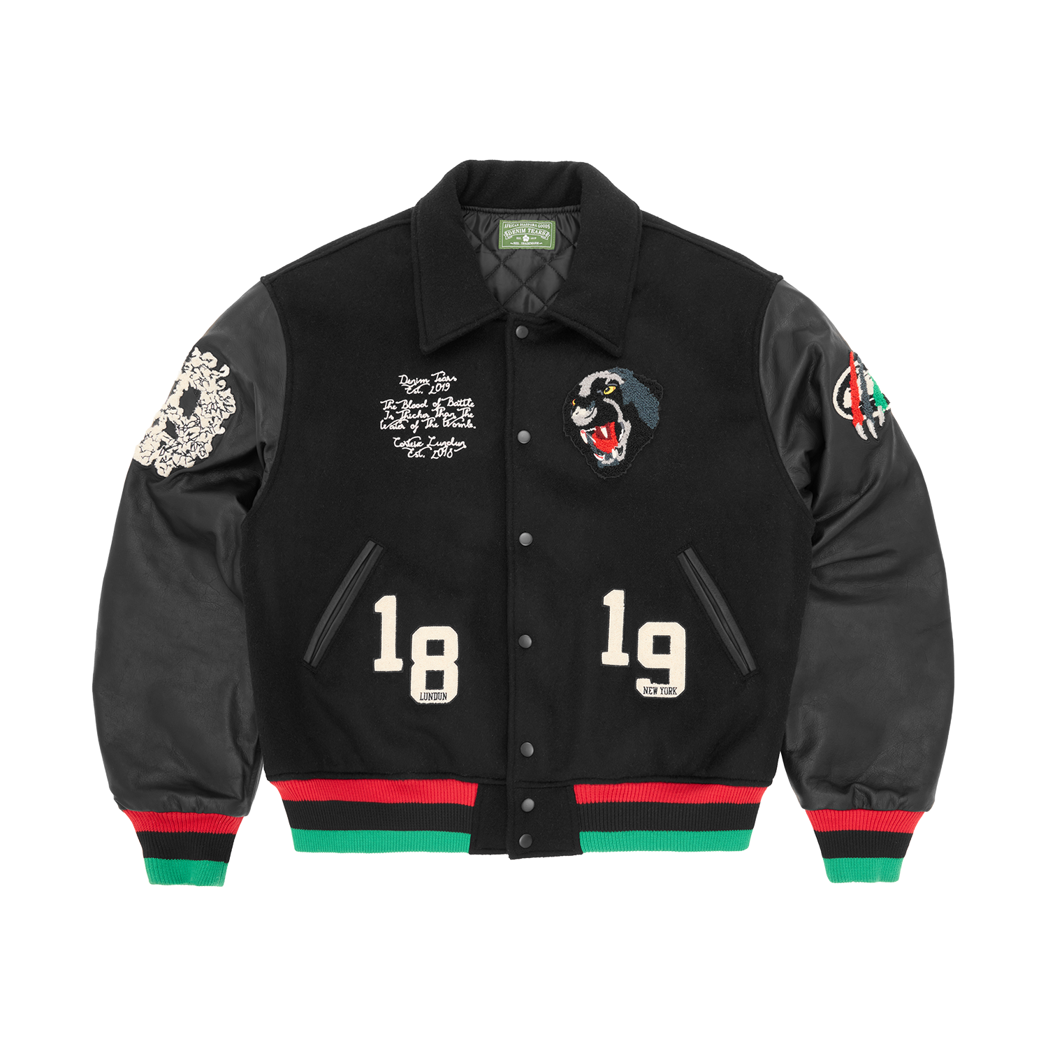 Corteiz x Denim Tears Cortears Panther Varsity Jacket Black