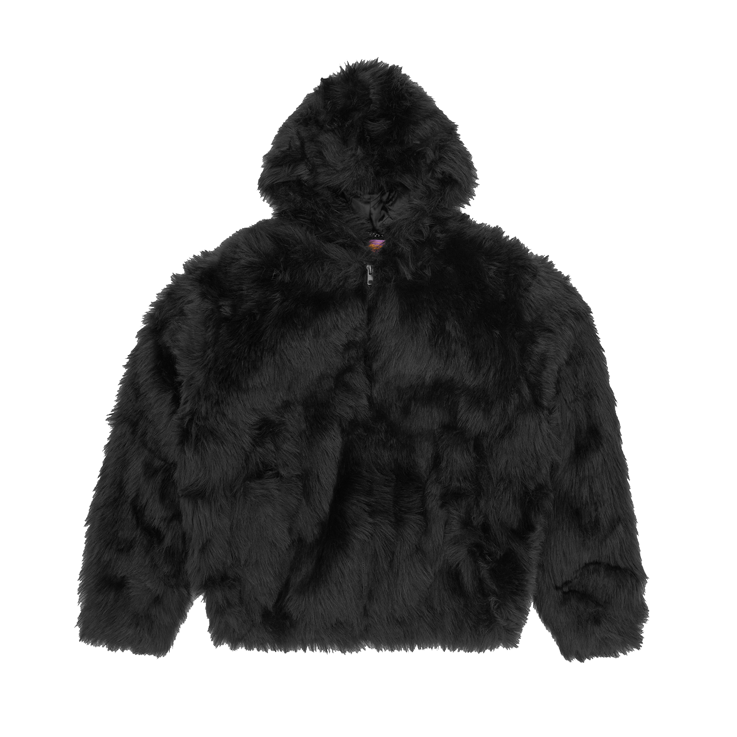 Corteiz Hooded Fur Jacket Black