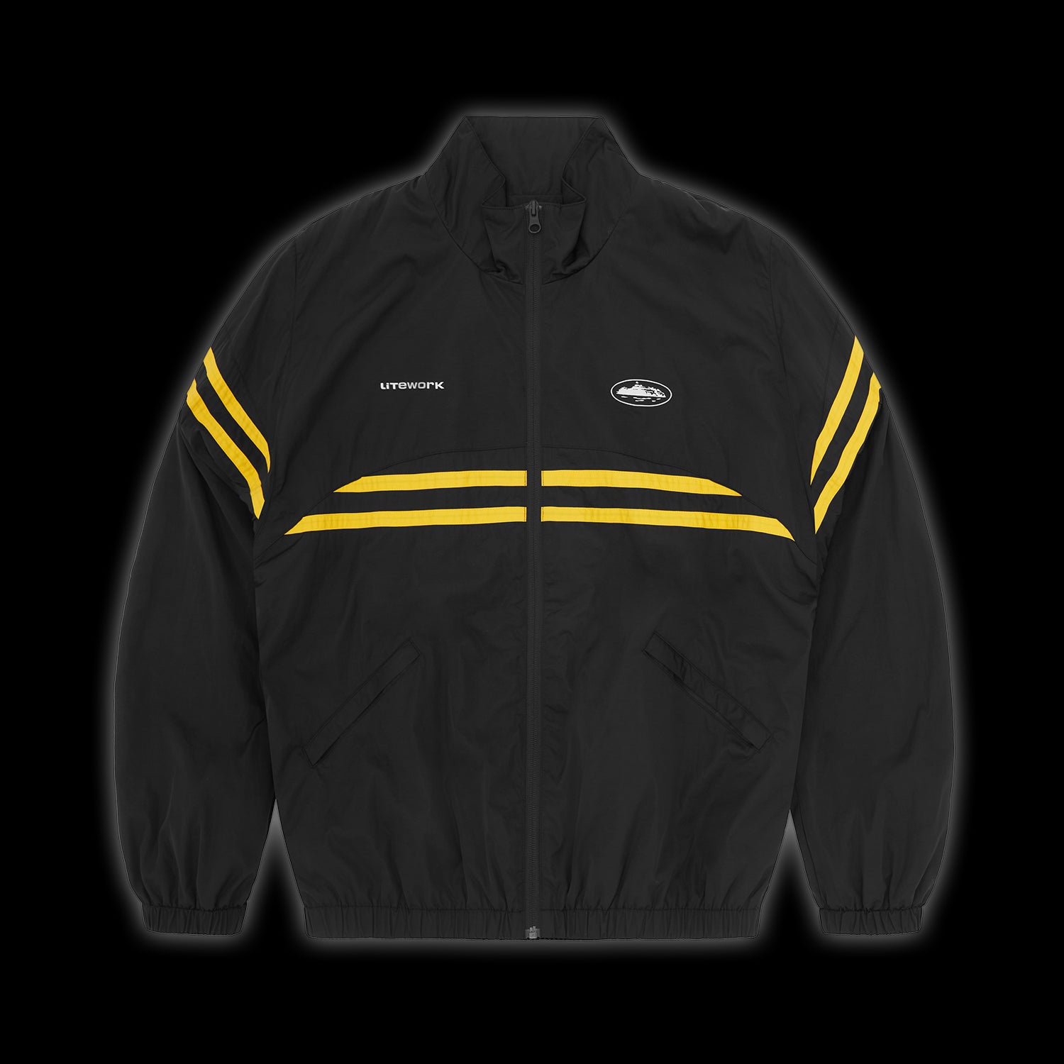 Corteiz Striped Litework Jacket Black