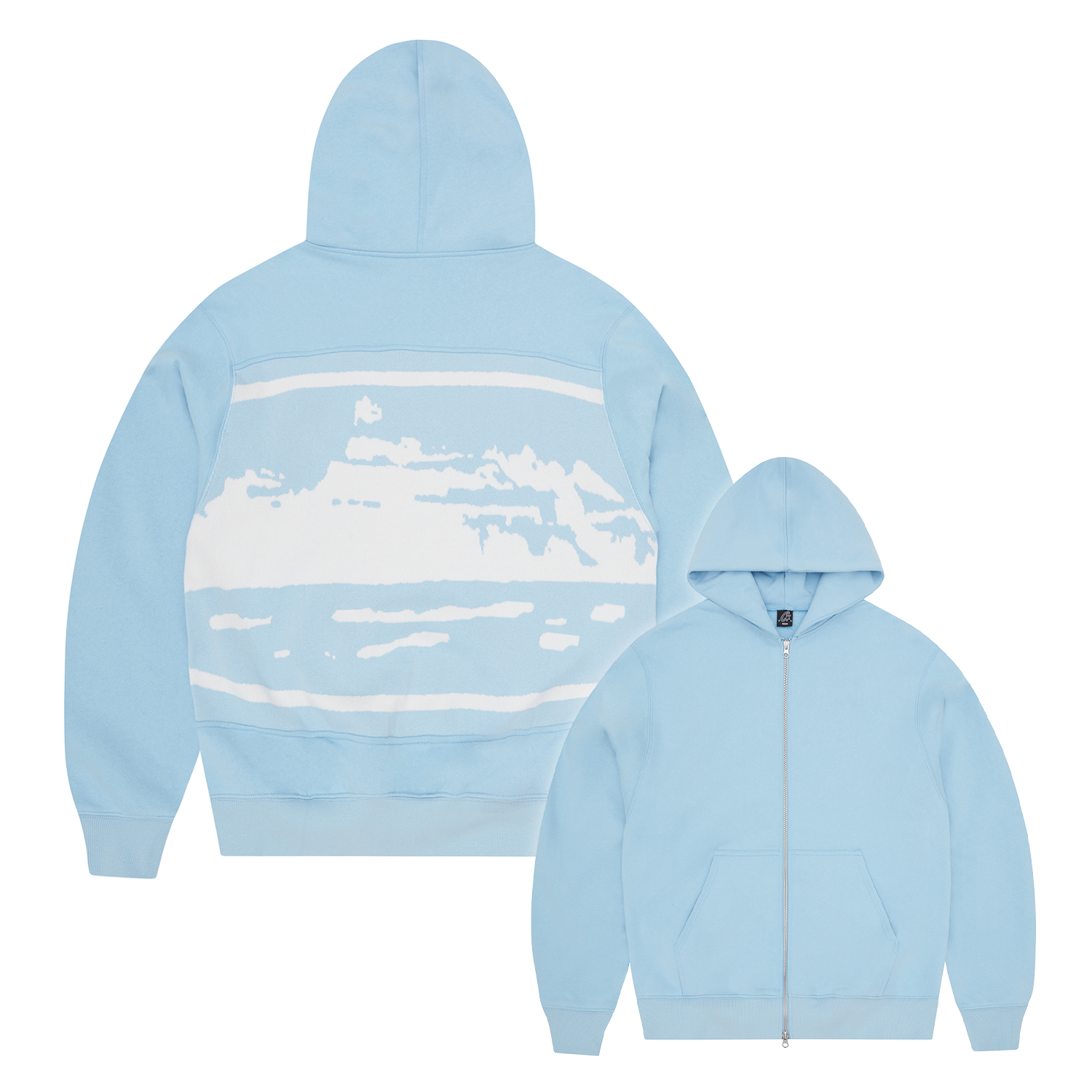 Corteiz Hybrid Jacquard Knit Alcatraz Zip Hoodie Baby Blue