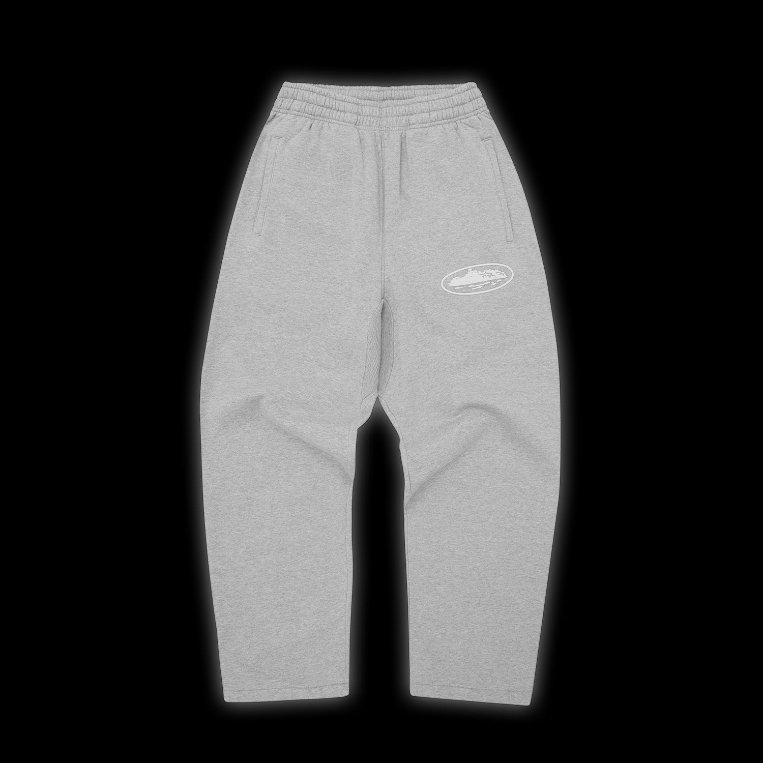 Corteiz Island Puff Print Open Hem Pant heather Grey