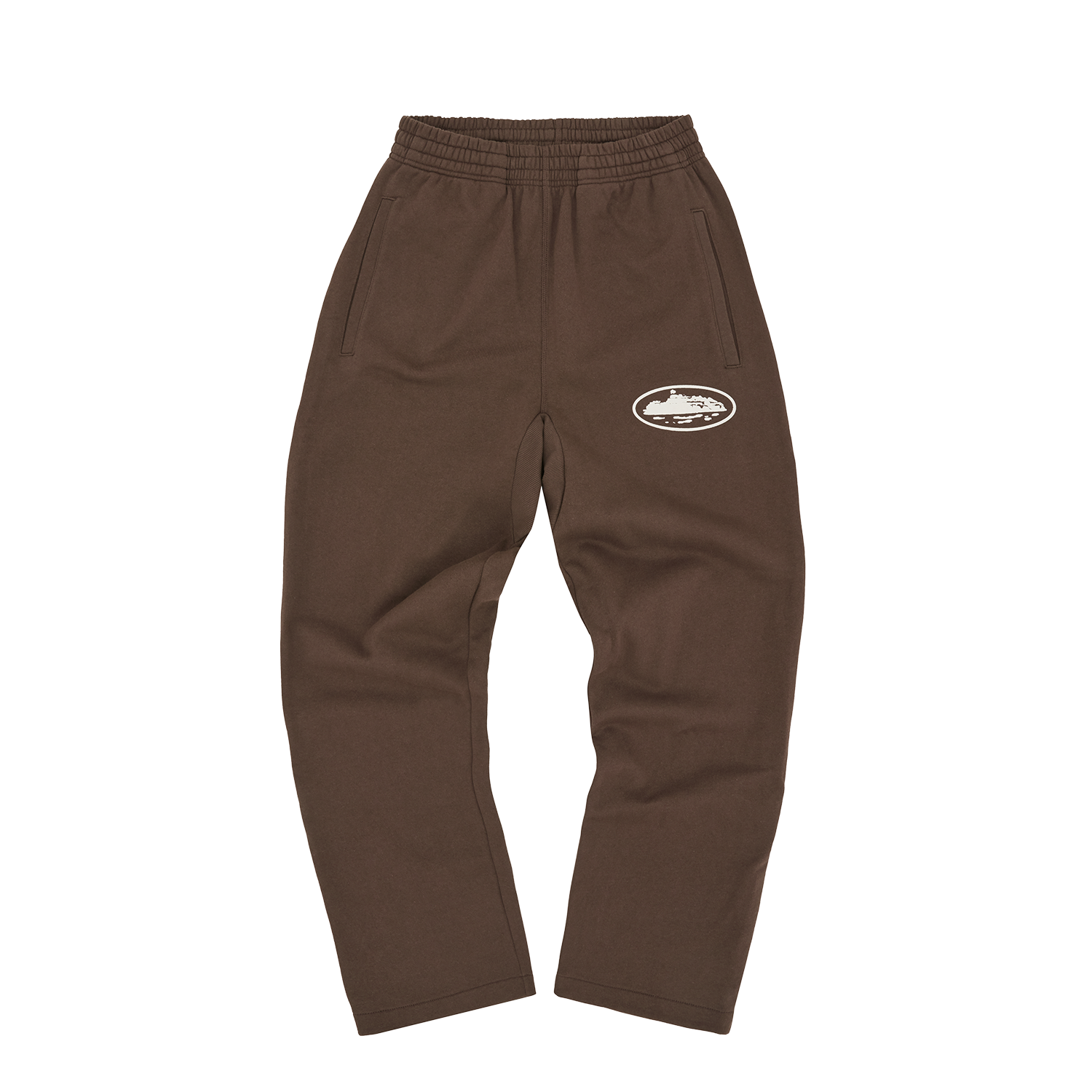 Corteiz Island Puff Print Open Hem Pant Brown