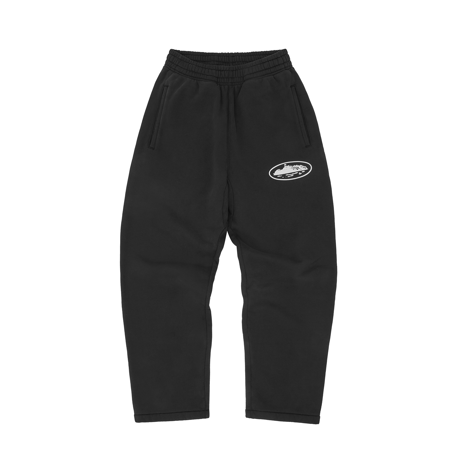 Corteiz Island Puff Print Open Hem Pant Black