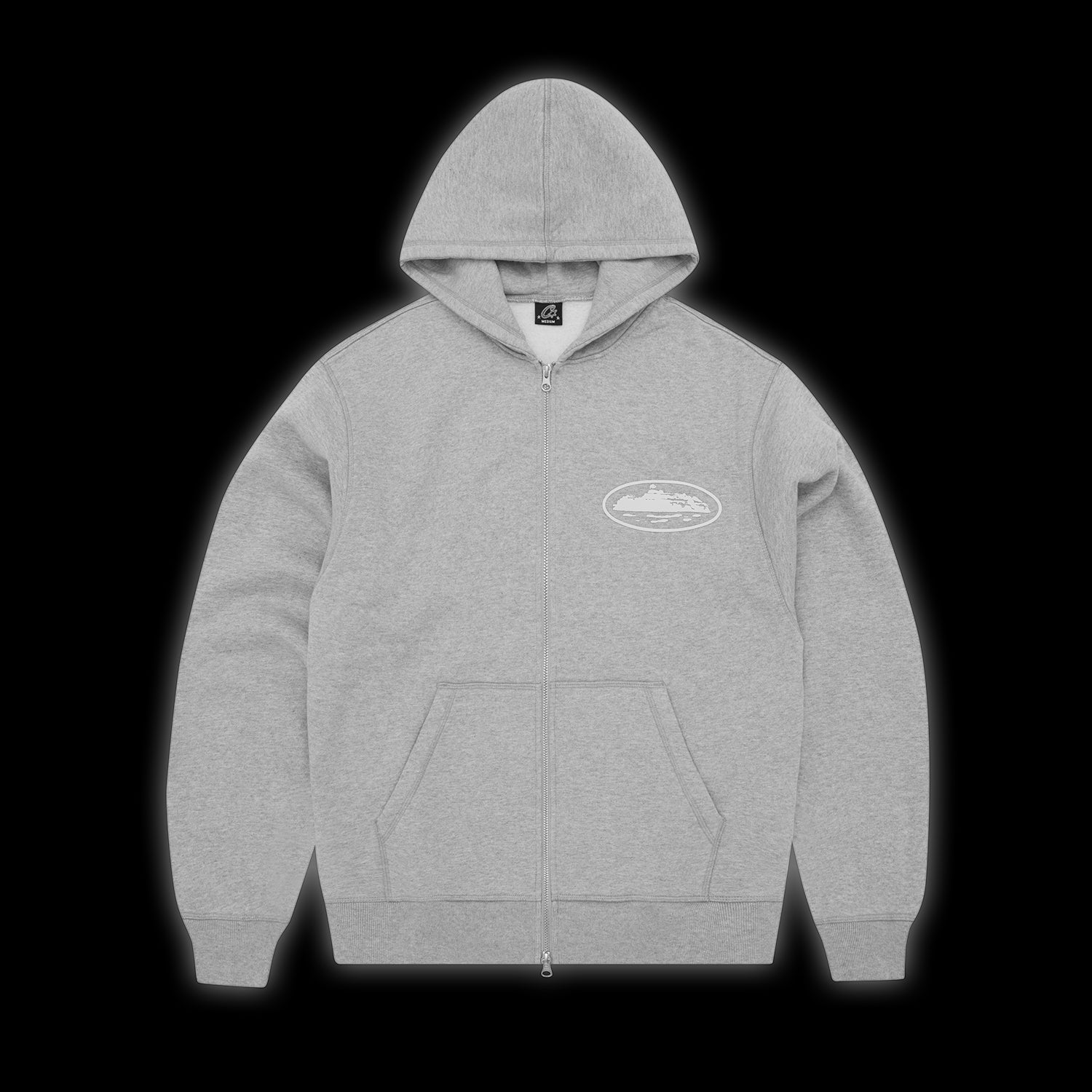 Corteiz Island Puff Print Zip Hoodie heather Grey