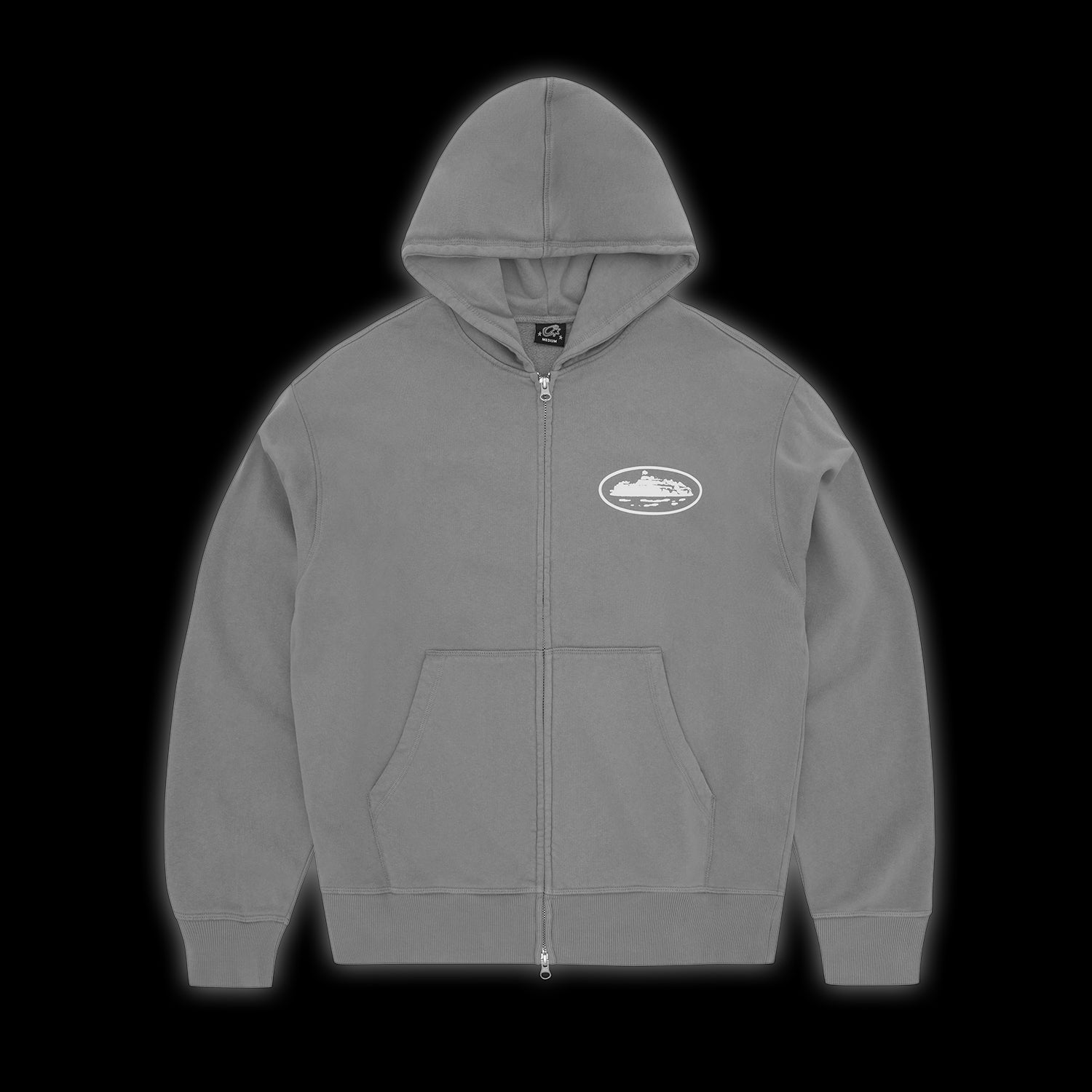 Corteiz Island Puff Print Zip Hoodie 'Gully Grey'