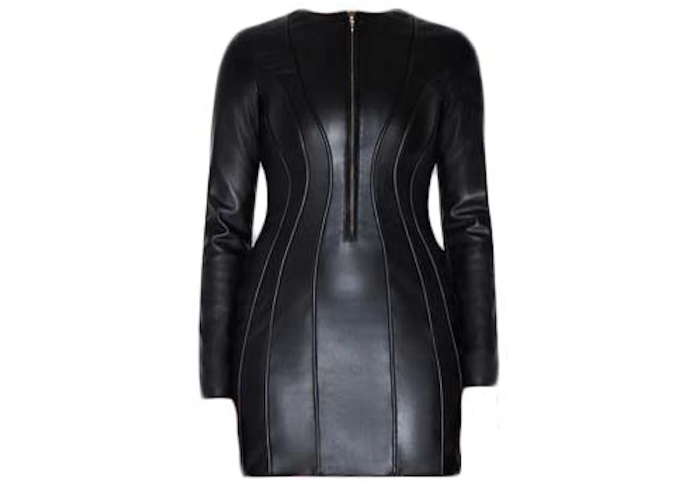 khy by Kylie Jenner Faux Leather Long Sleeve Mini Dress Black
