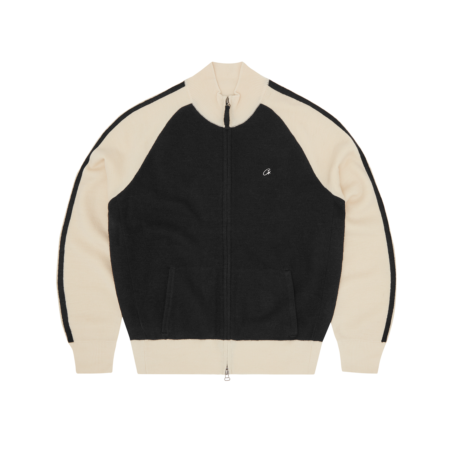 Corteiz Knit Zip Up V2 Black & Cream