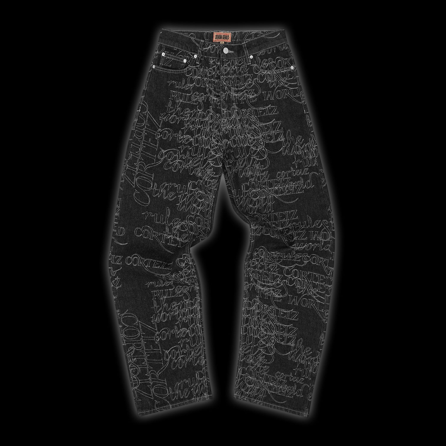 Corteiz Handwritten Denim Baggy Jeans Black