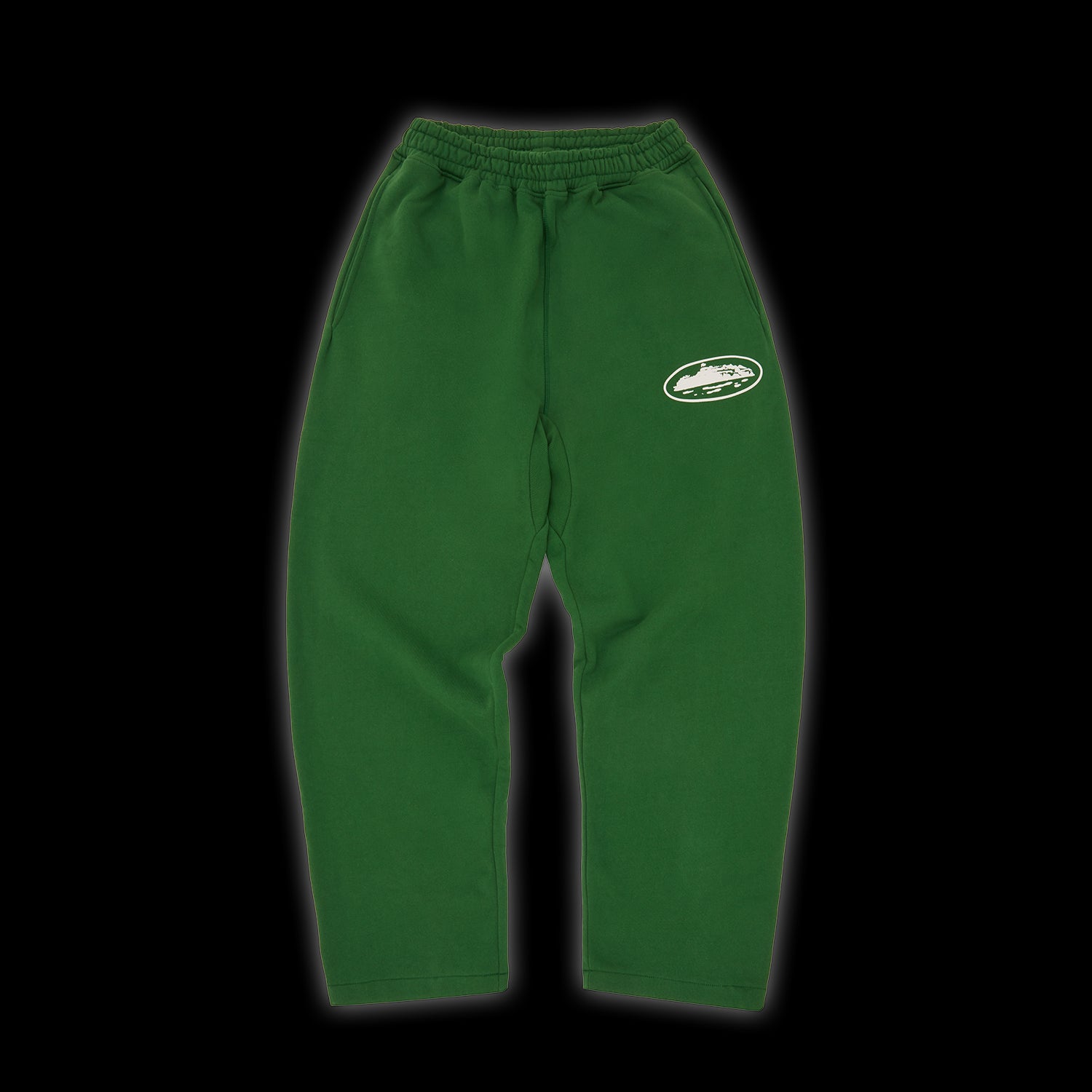 Corteiz Island Puff Print Open Hem Sweatpant Green