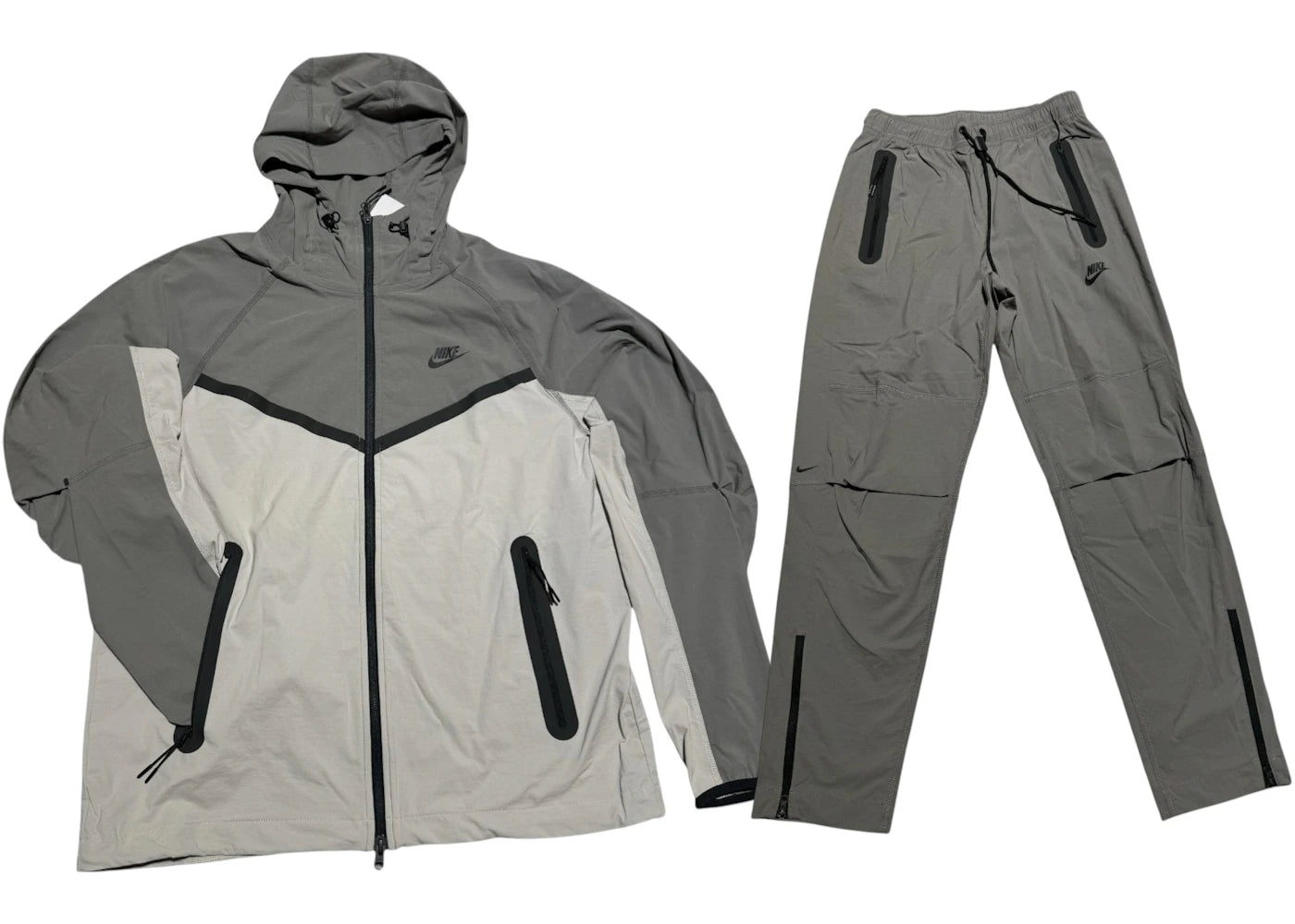 Nike Sportswear Tech Fleece Woven Full Zip Hoodie & Joggers Set Wolf Grey