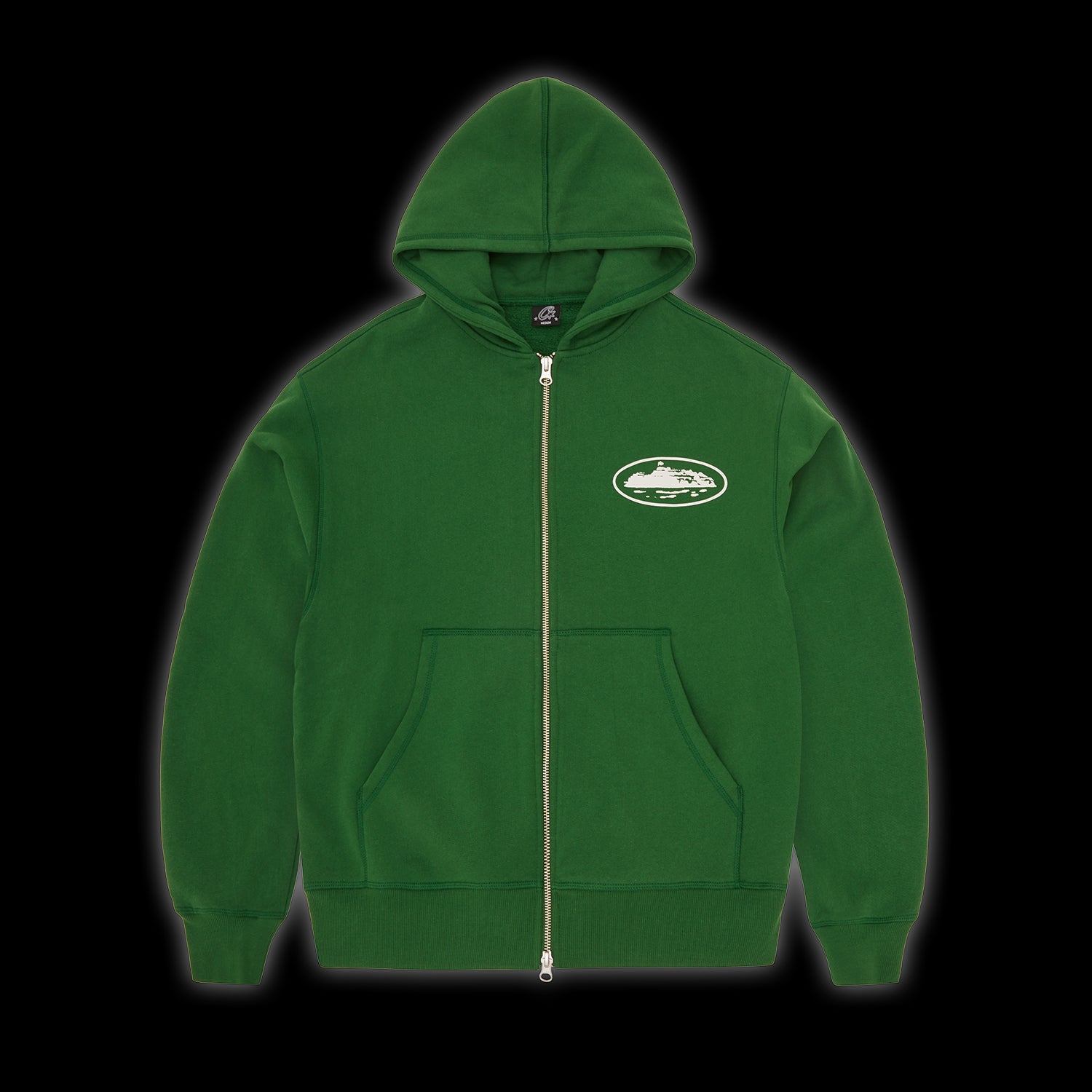 Corteiz Island Puff Print Zip Hoodie Green