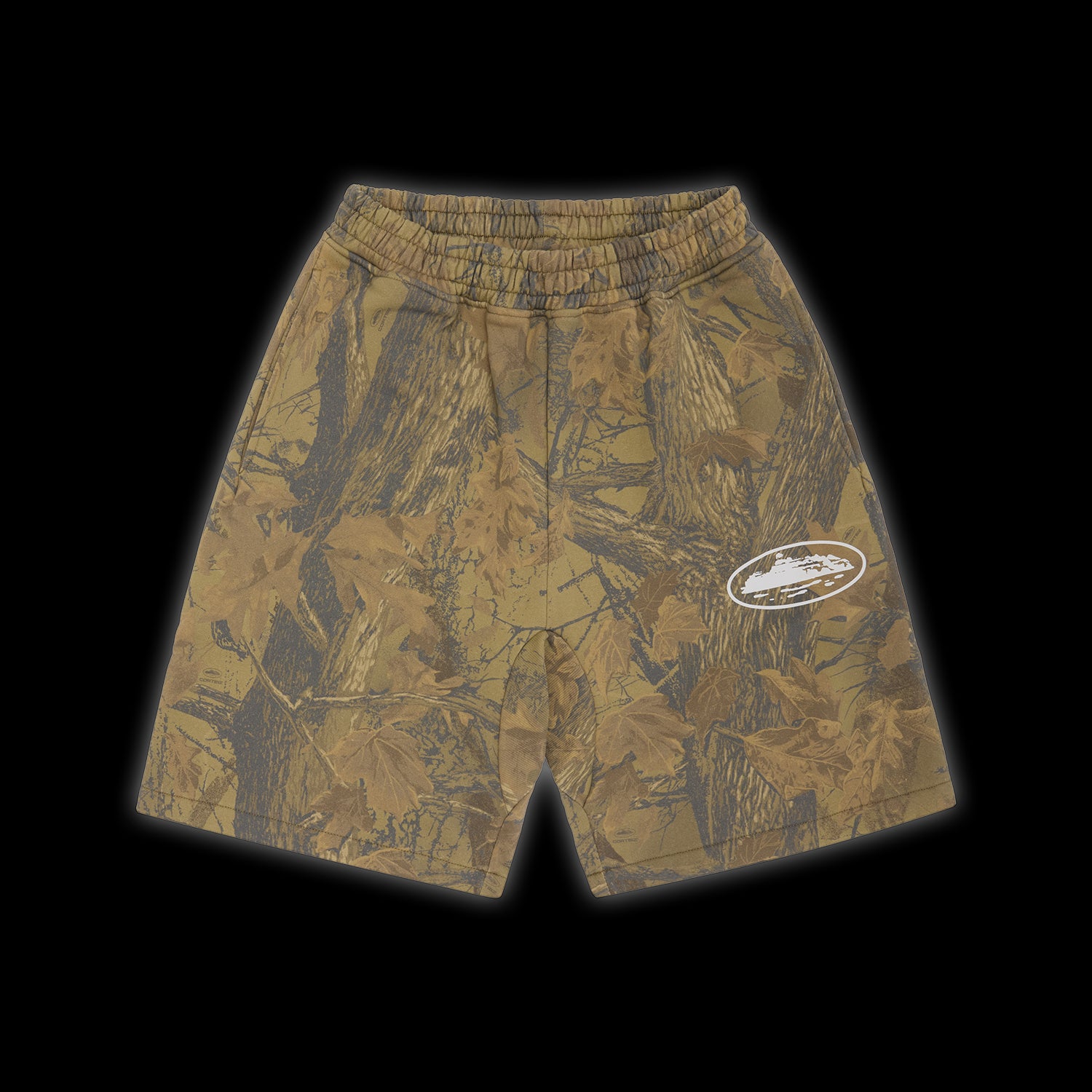 Corteiz Island Puff Print Sweatshort forest Camo