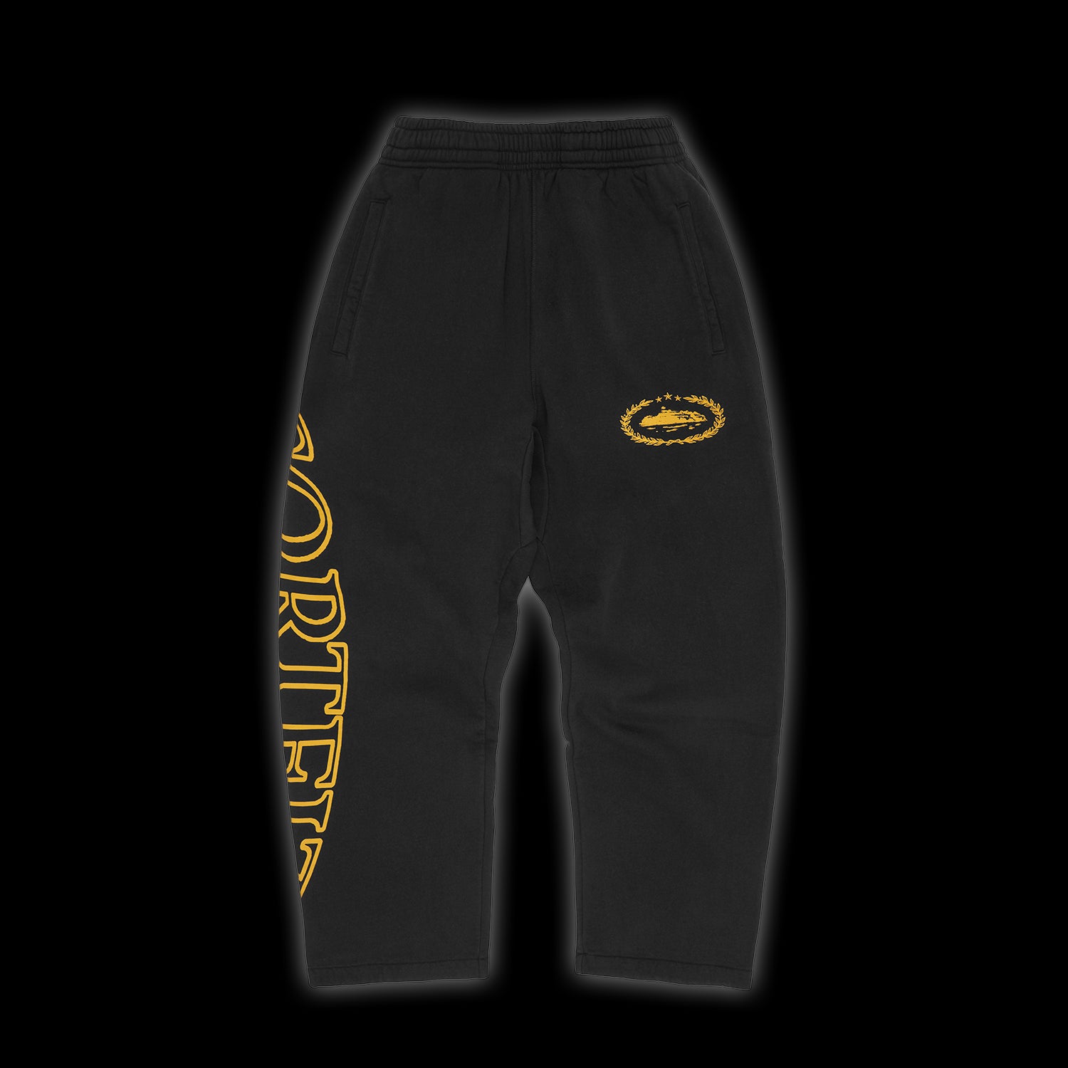 Corteiz Superior Royale Open Hem Pant Black / Yellow