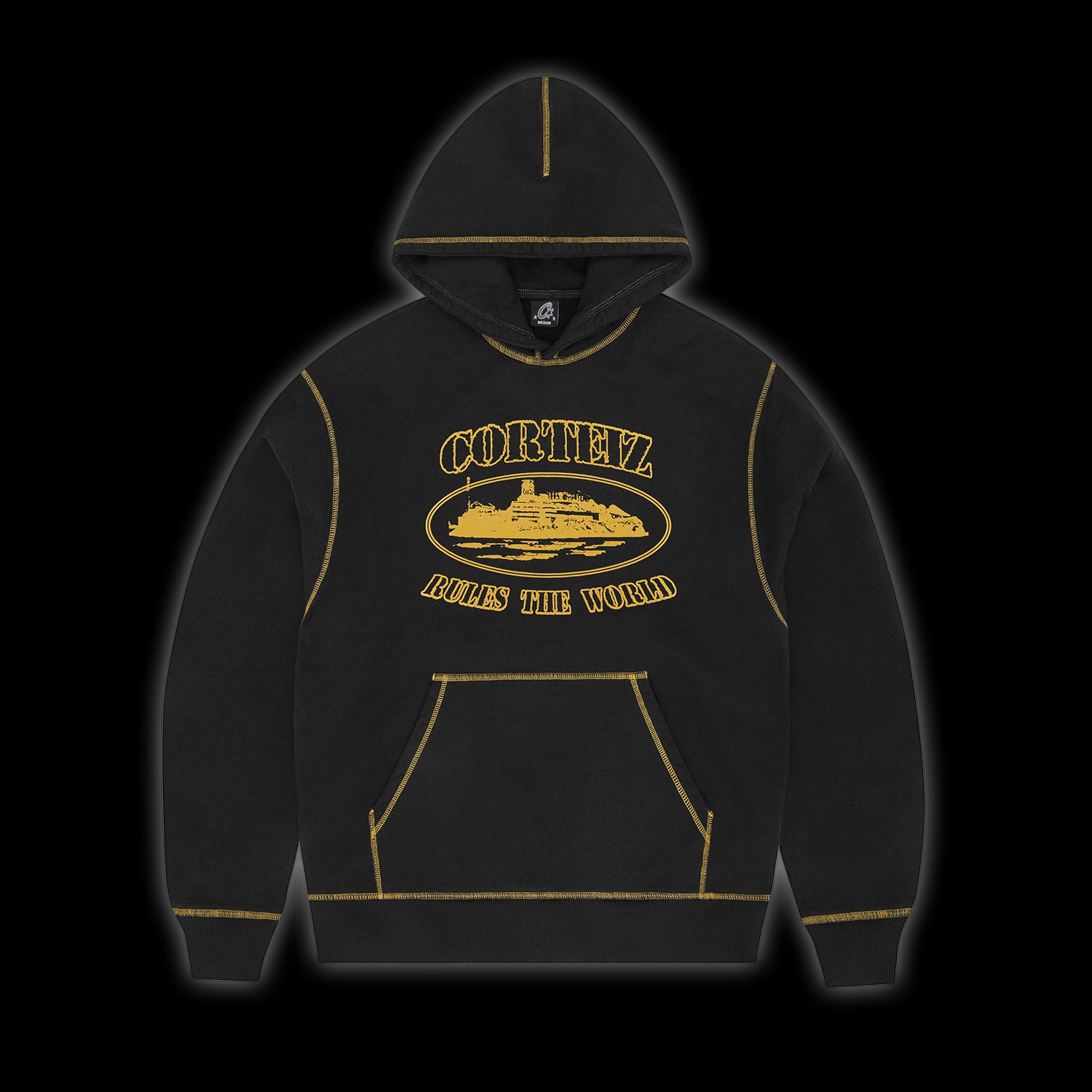 Corteiz Alcatraz Contrast Hoodie Black / Yellow