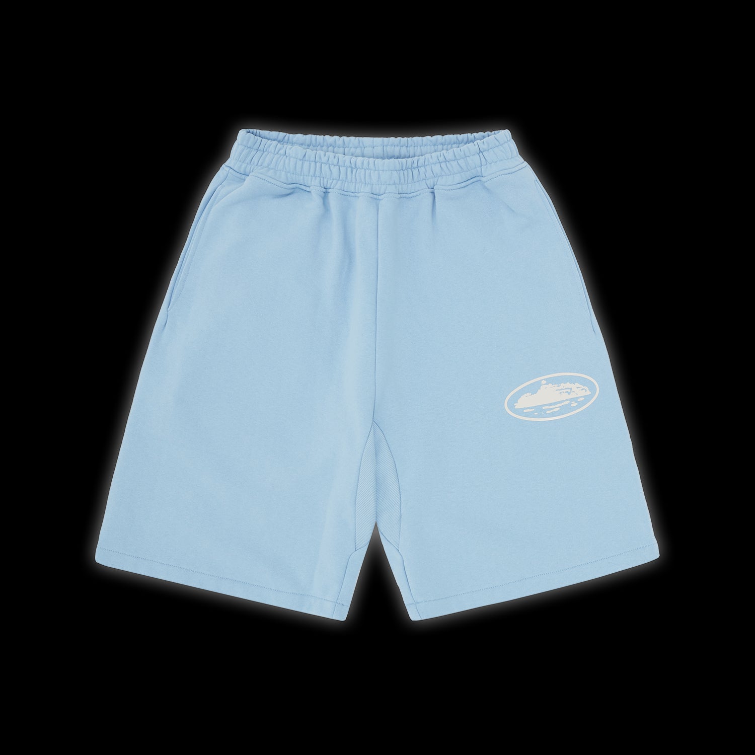 Corteiz Island Puff Print Sweatshort Baby Blue
