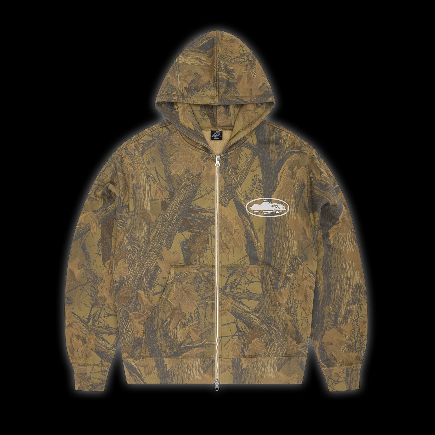 Corteiz Island Puff Print Zip Hoodie forest Camo