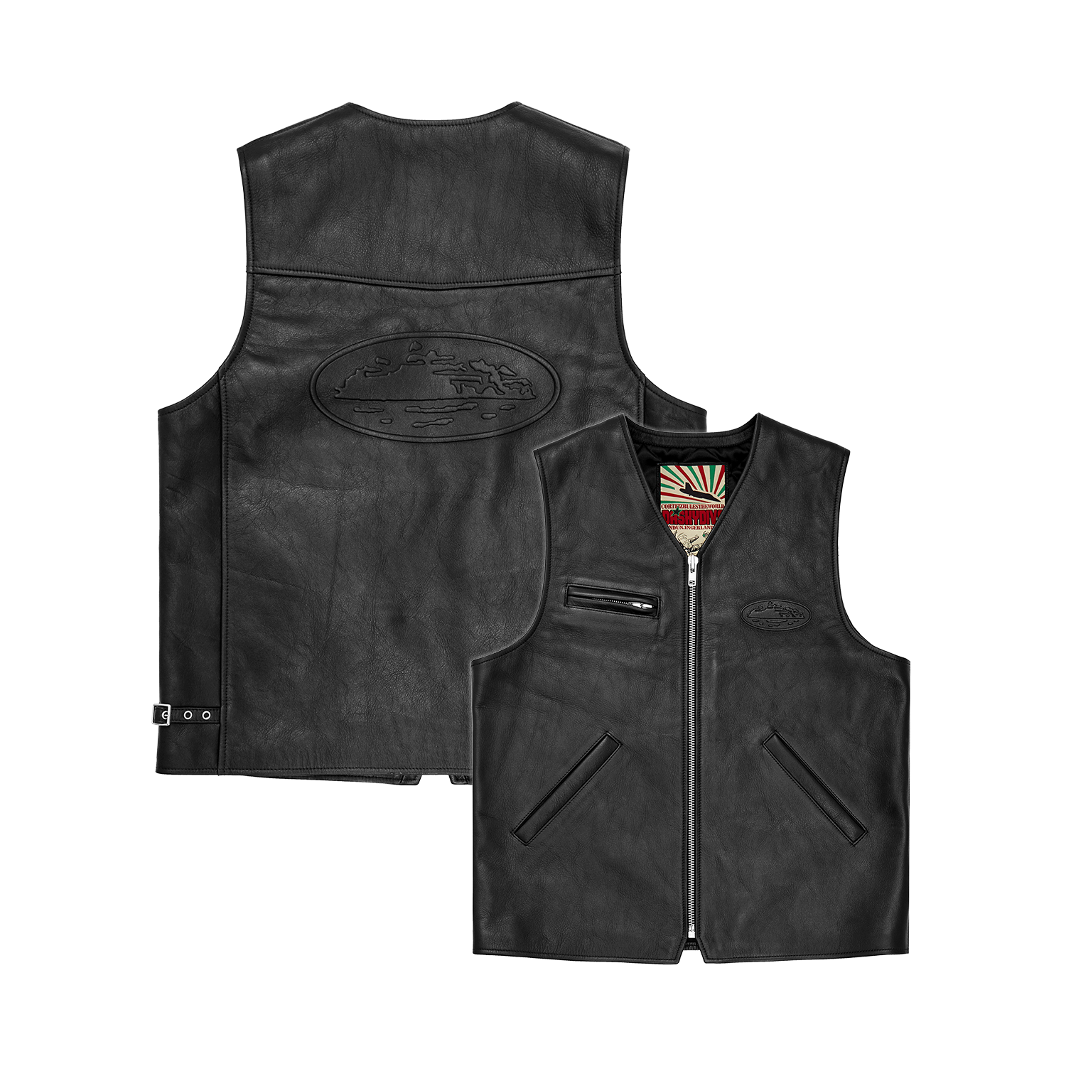 Corteiz Skydive Leather Vest Black