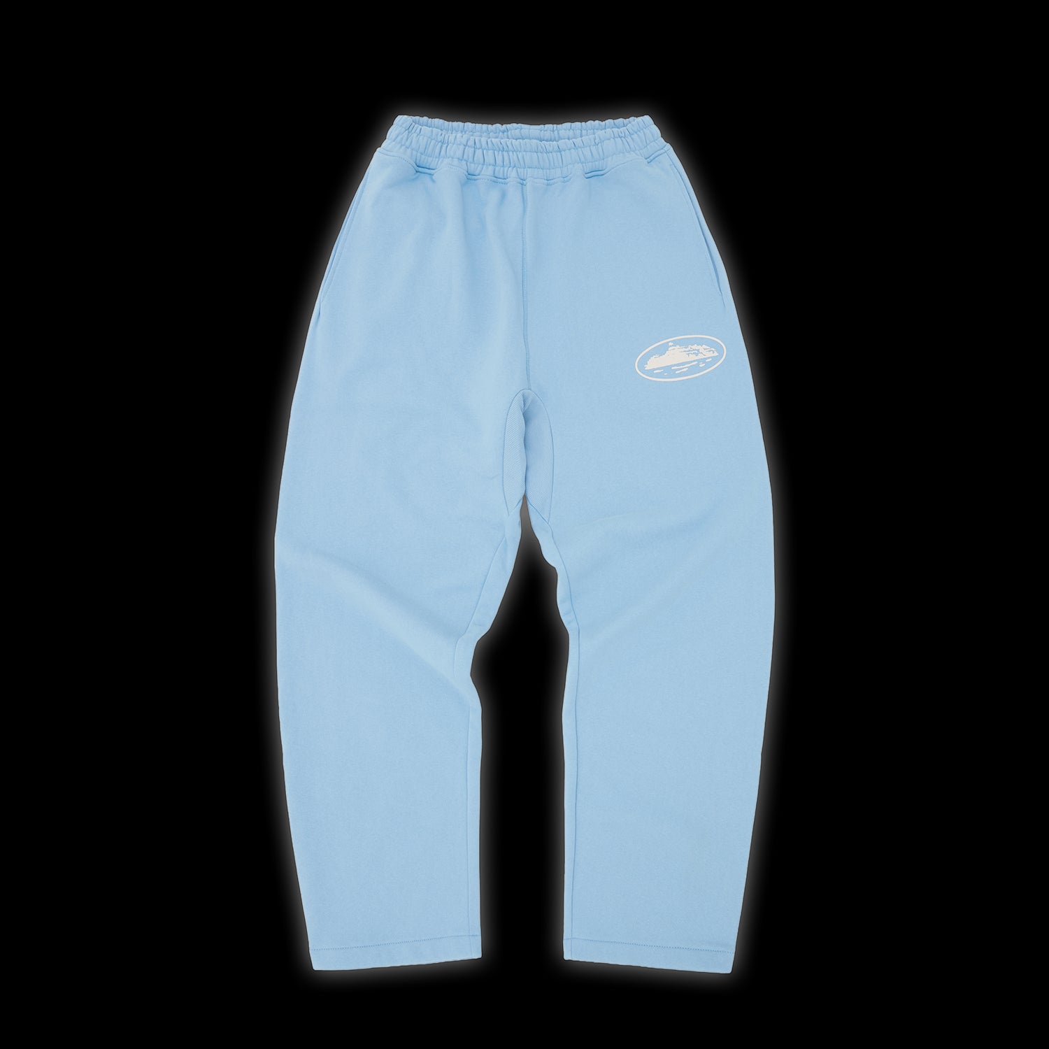 Corteiz Island Puff Print Open Hem Sweatpant Baby Blue