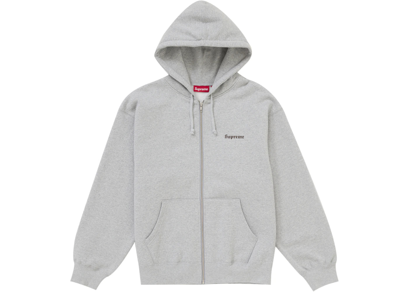 Supreme Crest Zip Up Hooded Sweatshirt Heather Grey