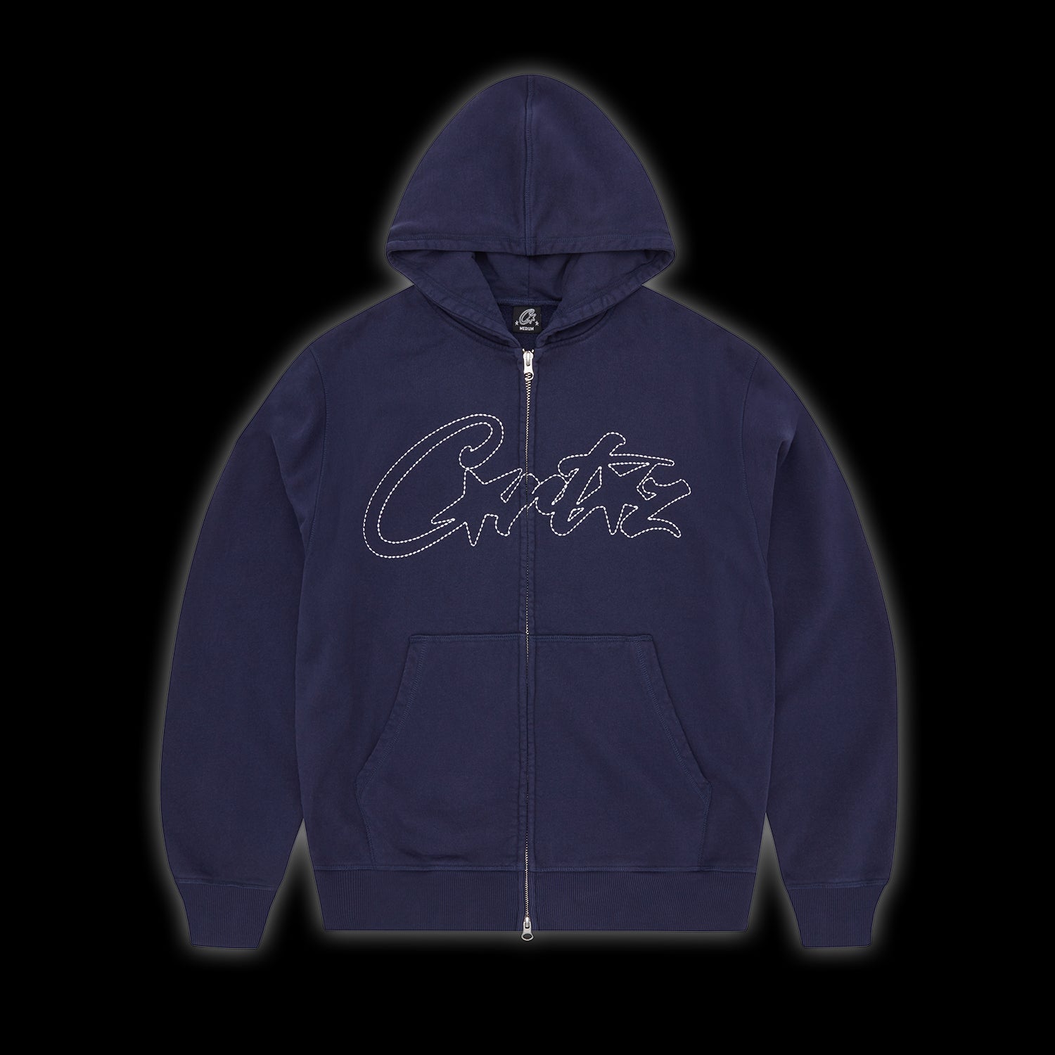 Corteiz Thick Stitch AlLStarz Zip Hoodie Navy