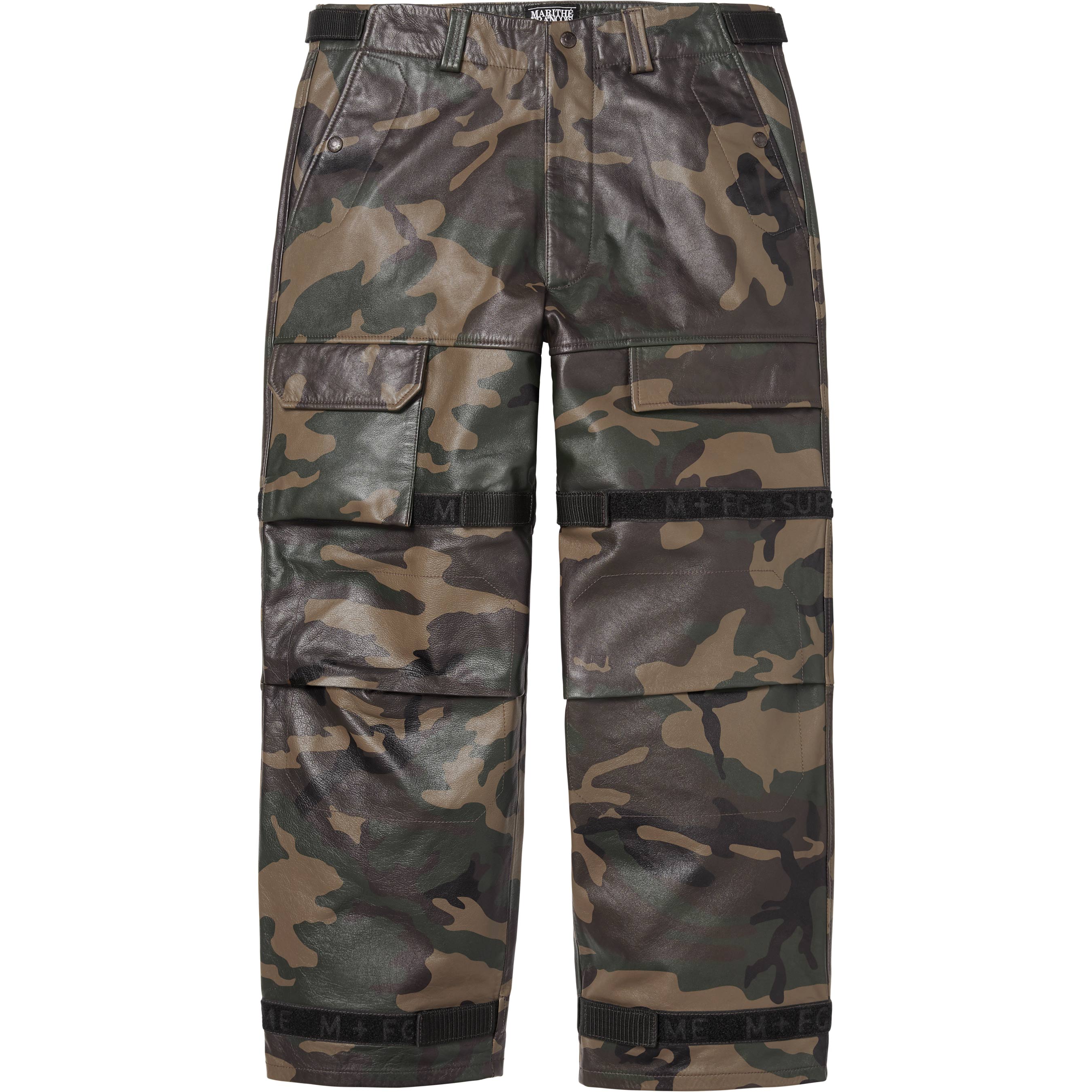 Supreme / Marithé + François Girbaud Shuttle Tape Leather Cargo Pant - Woodland Camo