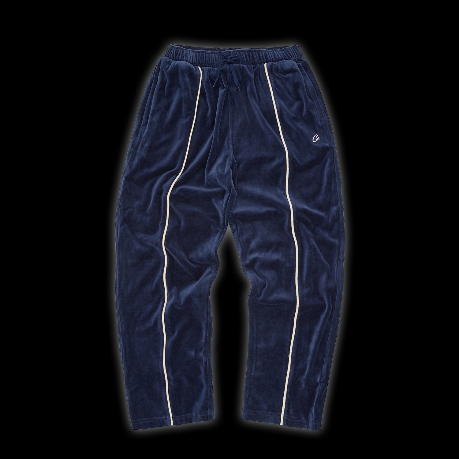 Corteiz VVS Uptown Velour Track Pant - navy
