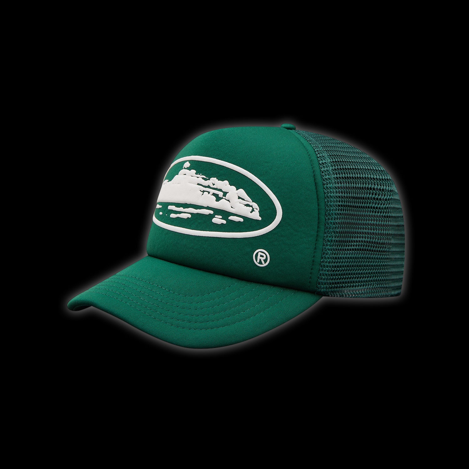 Corteiz Alcatraz Puff Print Trucker Hat Green