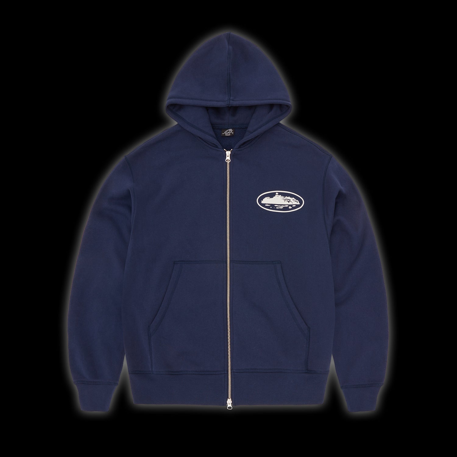 Corteiz Island Puff Print Zip Hoodie Navy