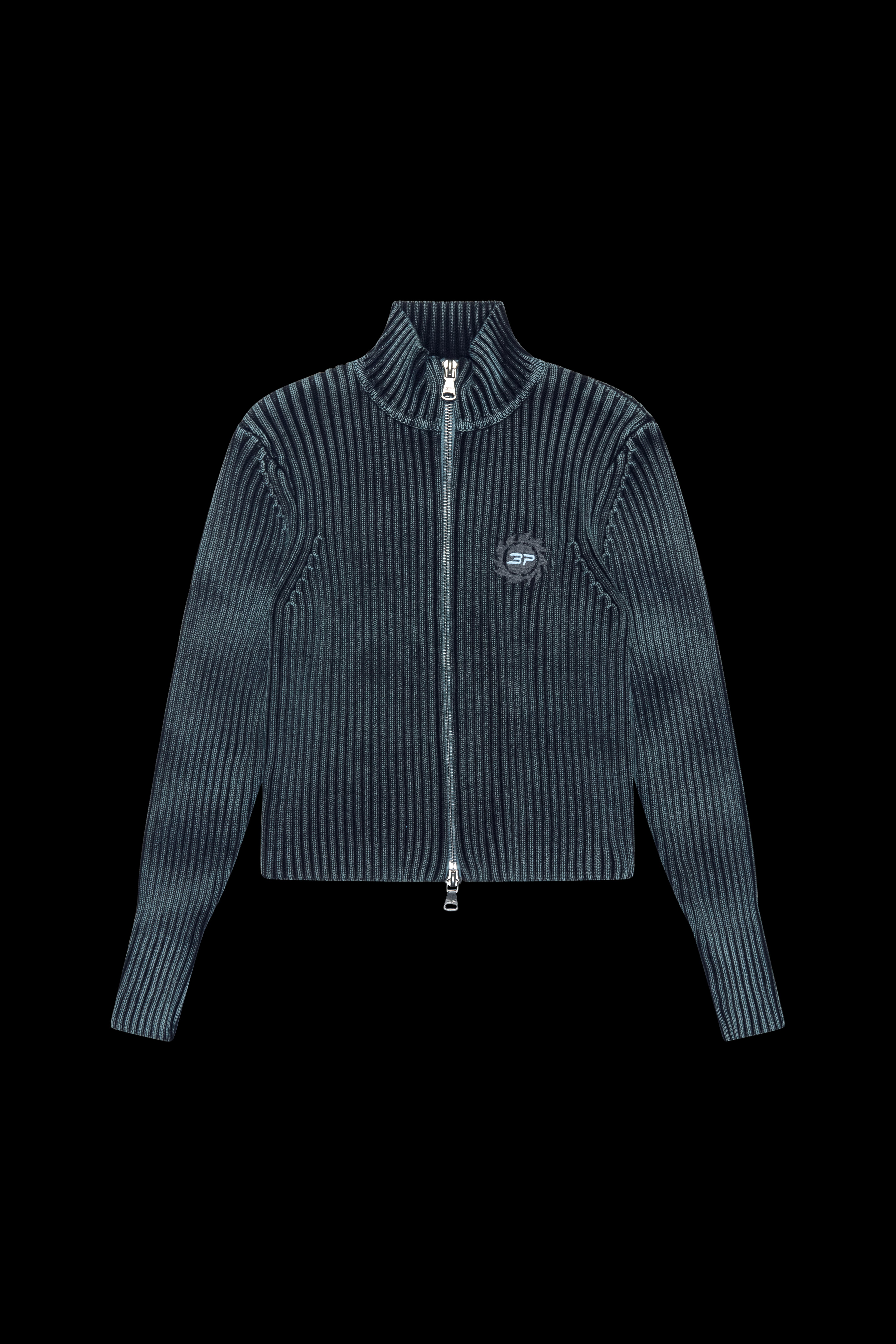 Broken Planet Women's Washed Ribbed Zip-up Washed Blue