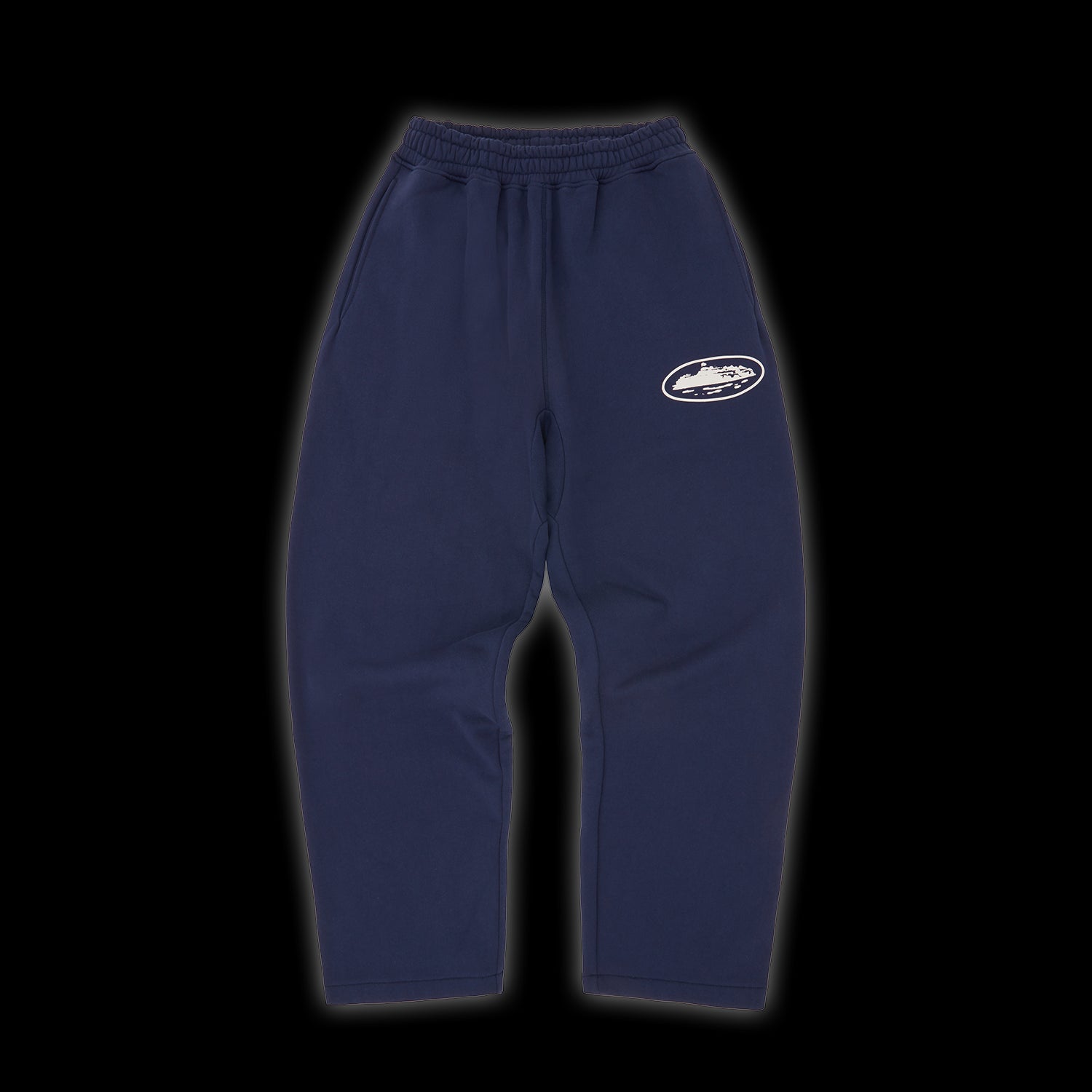 Corteiz Island Puff Print Open Hem Sweatpant Navy